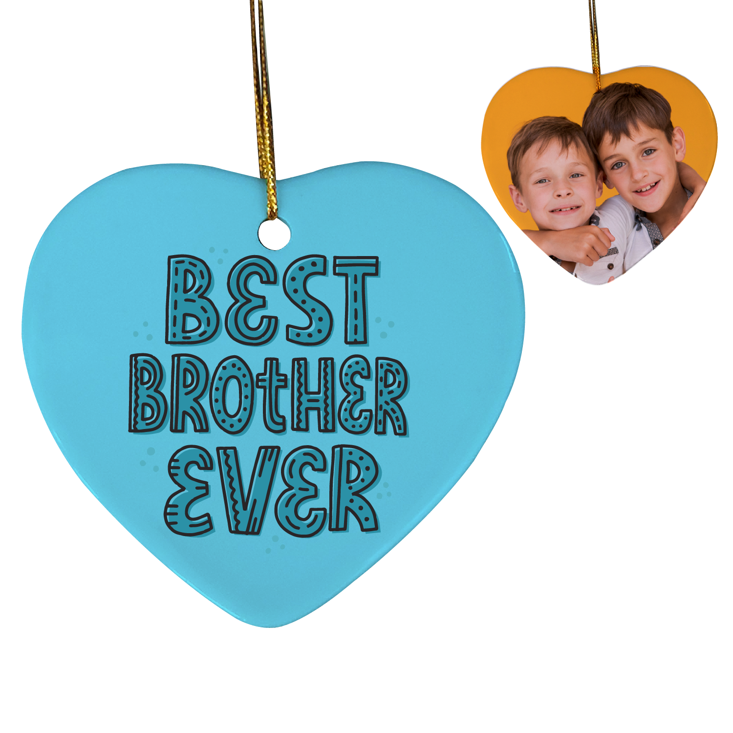 Custom Best Sibling Ever Heart Shaped Ceramic Ornament - Things Engraved