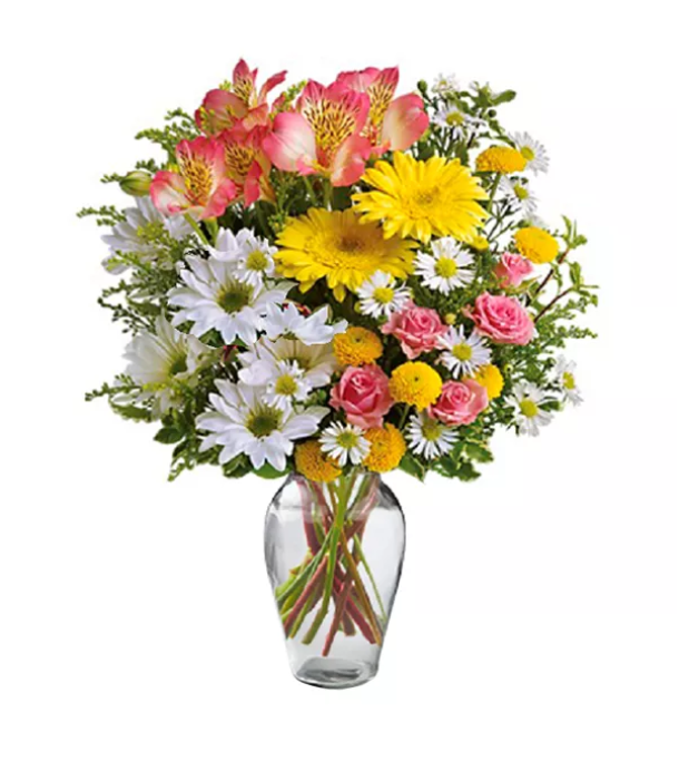 mix of chrysanthemums and Peruvian lilies