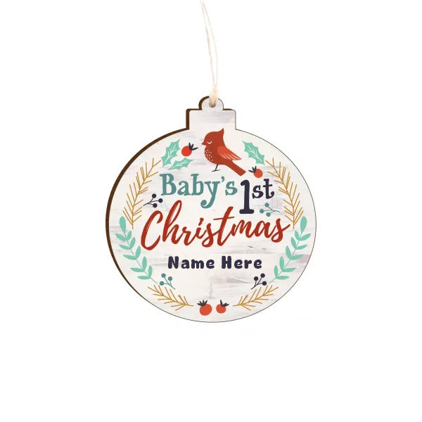 Personalized Baby's First Christmas Wood Ornament - Things Engraved