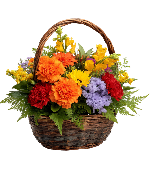 Vibrant floral basket arrangement