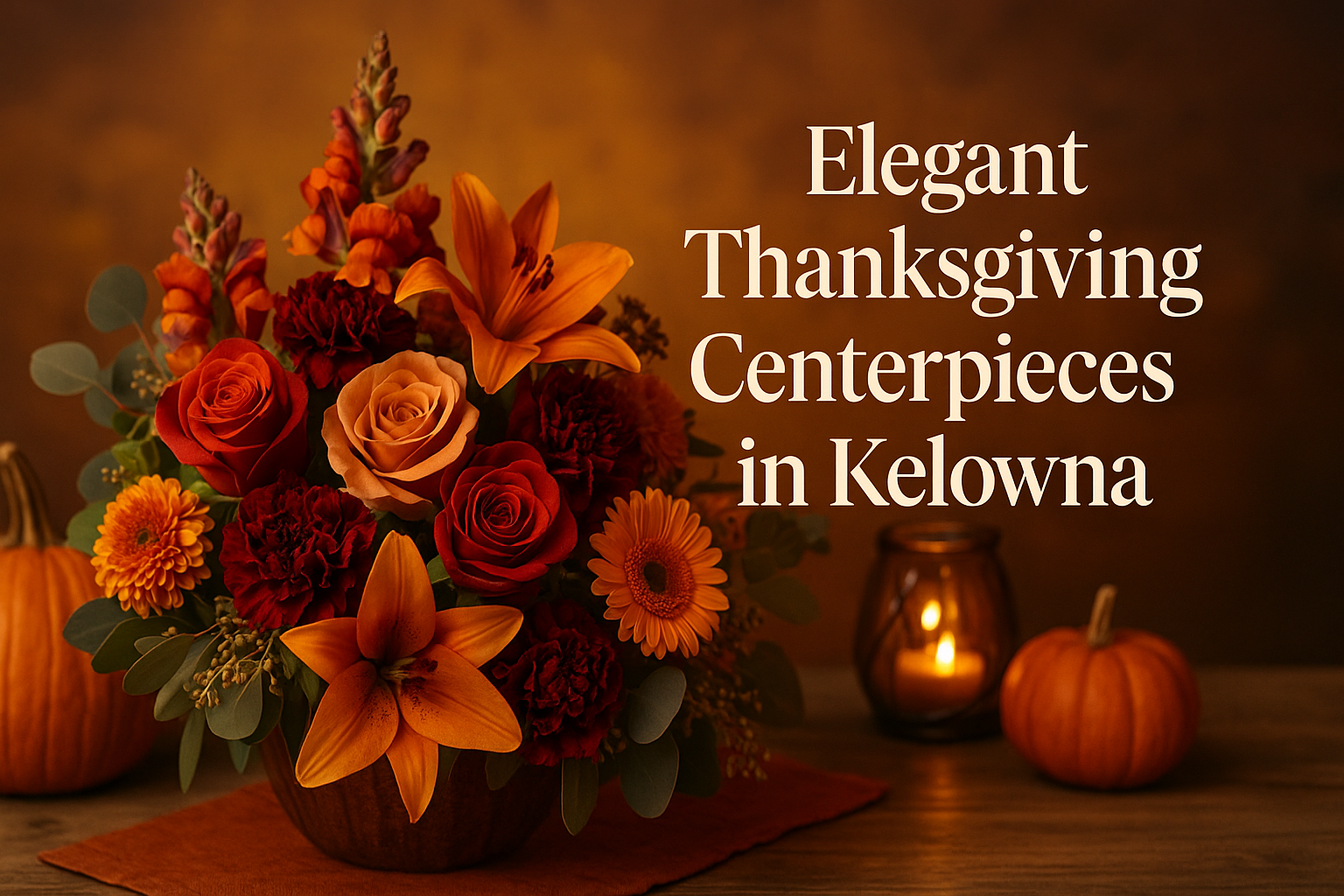 fall and thanksgiving floral arrangements in a quaint setting