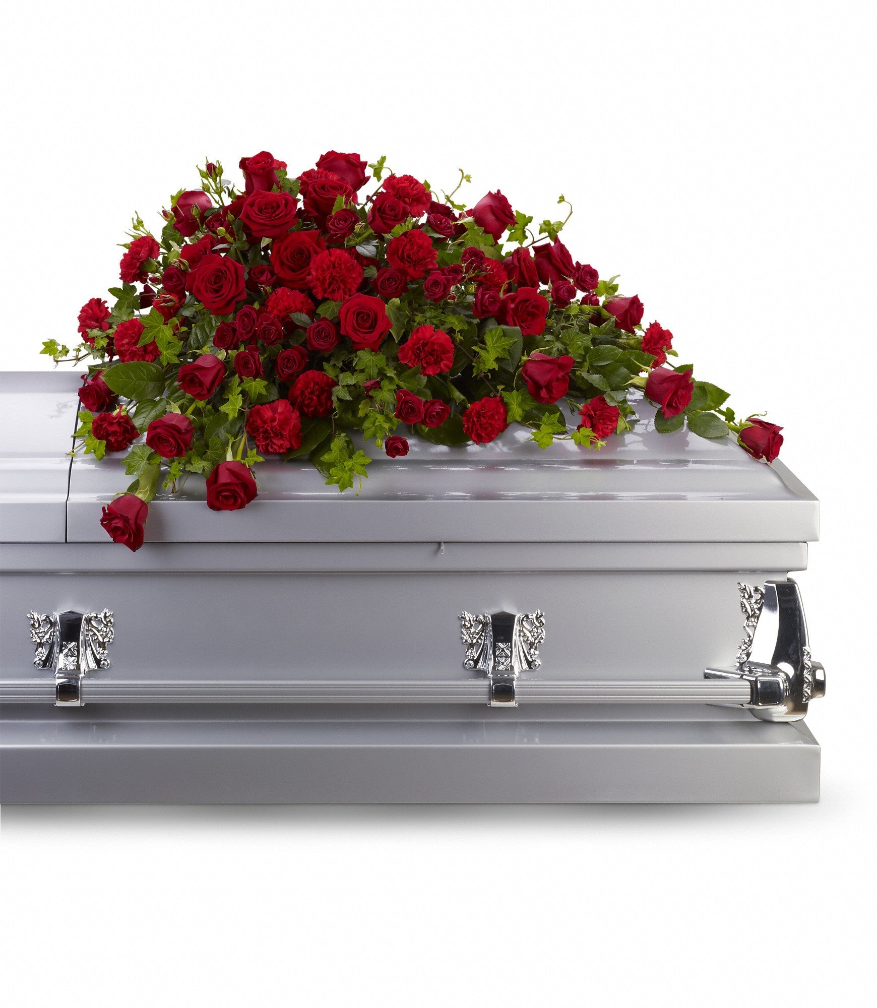 red rose casket spray