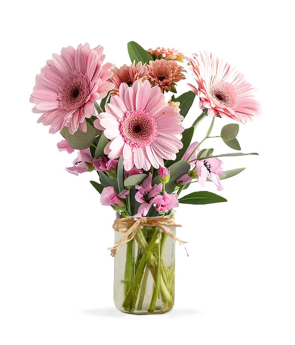 Shades of Pink in Mason Jar