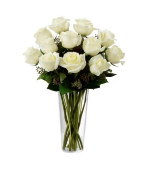 12 Long Stem White Roses