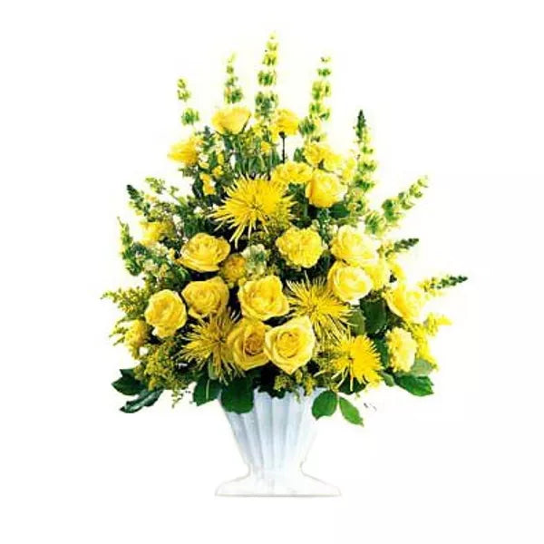 yellow funeral arrangement