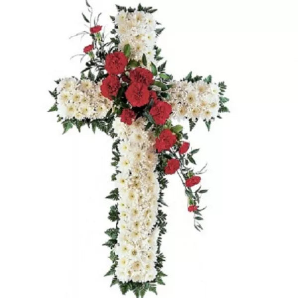 white flowers cross