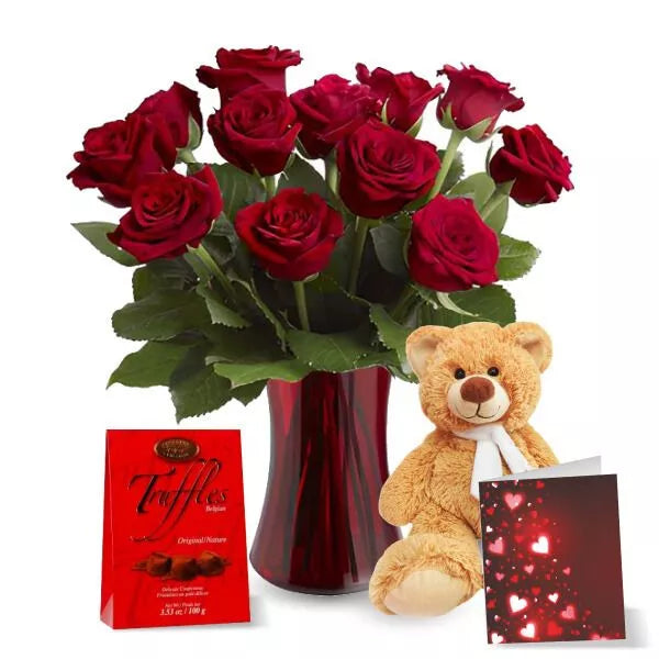 Valentine's Blooming Heart Roses Combo